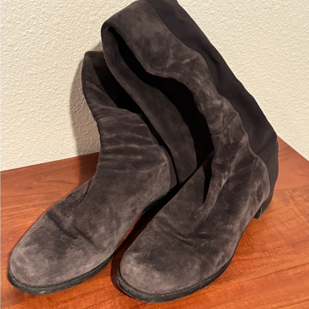Stuart Weitzman Charcoal Gray Suede Boots - Picture 3 of 10